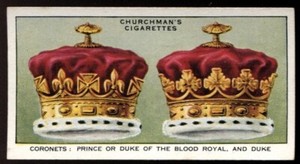 Tobacco Card, Churchman, THE KING'S CORONATION, 1937, Coronets Blood Royal, #42