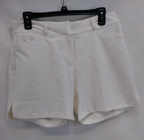 Adidas pantaloncino donna bianco taglia 8 elasticizzato piatto davanti atletico vita media 5 5" chino