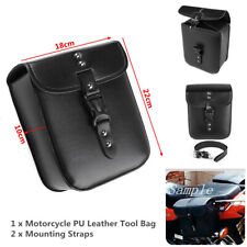 PU Leather Motorcycle Tail Bag Storage SaddleBag Tool Bag with 2xMounting Straps