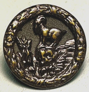 Antique Layered Metals Goat on a Rock Picture Button 5/8" - Picture 1 of 4
