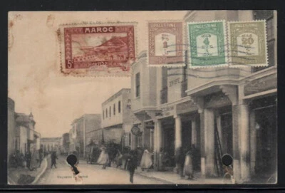 1935 postagem devida Marrocos Meknes para a Palestina Israel Tel Aviv PAGAR mandato - Imagem 1 de 3