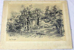 DESSIN intitulé « LES FRESNES » signée Hélène MAISTRE 18ème ou 19ème Très beau - Picture 1 of 1