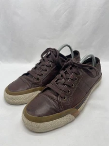 Frye Mens 8.5 Leather Sneaker Shoes Greene Low Lace Dark Brown Rubber 3481138-DB - Picture 1 of 13