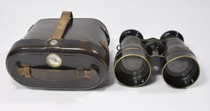 antikes FERNGLAS + LEDERETUI Kompass 1. Weltkrieg Feldstecher Opernglas Vintage - Bild 1 von 8