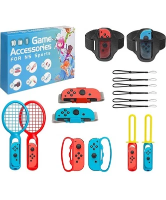 IPLAY Pacchetto accessori giochi 10 in 1 kit braccialetto per Nintendo Switch Sports WR2#8