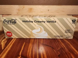 Coca Cola Holiday Creamy Vanilla Zero Sugar Soda Pop, paquete de 12 latas de 12 oz - Imagen 1 de 2