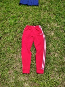 Adidas Track Pants Youth Large Red White Trefoil Joggers Sweats Soccer - Picture 1 of 11