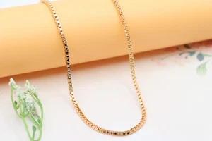 Box Link Chain Rose Gold Necklace, Bold and Polished Finish, XPNL0187 - Picture 1 of 12