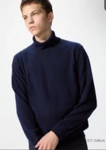 Uniqlo Herren 100% Kaschmir Rollkragen Pullover Gr. M Preppy Quiet Luxus Navy - Bild 1 von 6