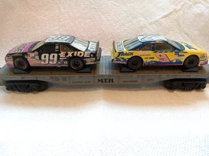 MTH MODEL TRAIN AUTO TRANSPORT #1971 FLATCAR CUSTOM W/ 2 JEFF BURTON 90's NASCAR - Picture 1 of 24