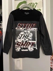 The Children's Place Long Sleeve Hockey Graphic Tee XS 4 - Picture 1 of 4