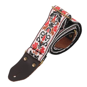 Embroidered Jacquard Guitar Belt Guitar Strap Excellent Workmanship Leather Head - Picture 1 of 22