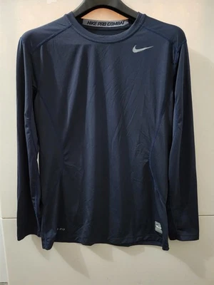 Nike Pro Combat Shirt Mens M Blue Long Sleeve Fitted Active Stretch Mesh Vent - Image 1 of 4