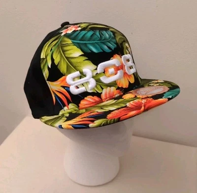 808 Hawaiian Floral Embroidered Tropical Aloha Headwear Strapback Hat - Image 1 of 4