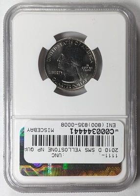 2010 D SMS Yellowstone NP Quarter NGC MS 67 - Image 1 of 4