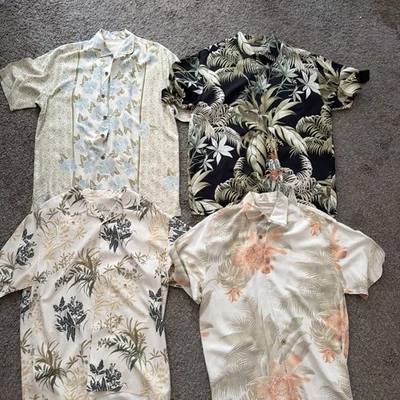 MEN’s LOT OF 4 TOMMY BAHAMA HAWAIIN BUTTON UP SHIRTS SIZE LARGE 100% SILK - Image 1 of 4