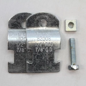 B-Line Zinc-Plated Carbon Steel Finish 1/2" Rigid Strut Strap Pipe Clamp B2008 - Picture 1 of 6