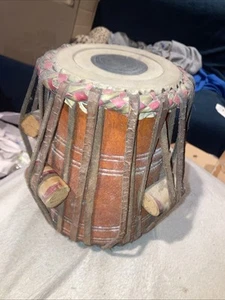 Tabla tradizionale indiano sheesham? Tavolo in legno diametro 7”H e 5” - Foto 1 di 10