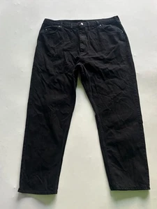 Wrangler Authentic Jeans Mens 44x32 Black Denim Premium Comfort Fit Straight Leg - Picture 1 of 8