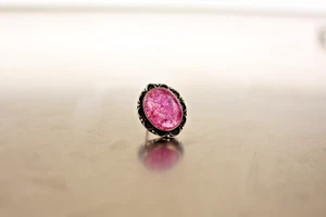 Navajo Silver Ring , Cracked pink gem , (SIZE 7.5) - Picture 1 of 4