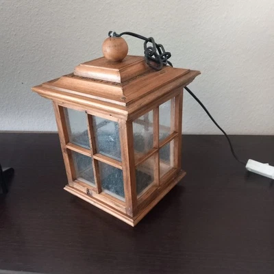 Hängelaterne, Hängelampe aus Holz und Glas - Bild 1 von 4