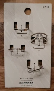 Express Stackable Cubic Zirconia Rings Silvertone Size 8 - Picture 1 of 1