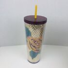 Starbucks Fall 2020 Gold Yellow Quilted Rose Venti Tumbler Cup Floral Pink New
