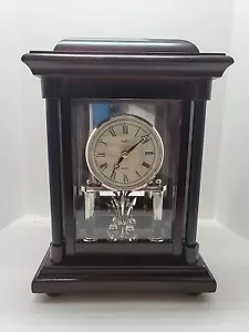 Steiffelmanteluhr Massivholz & Glas rotierendes Pendel Goldoberfläche 11 Zoll hoch - Bild 1 von 14