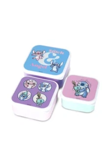3pk Disney’s Stitch & Angel Lunch Boxes Snack Pots Purple - Picture 1 of 5