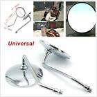 Pair Universal 4" Round Long Stem Motorcycle Mirror 8Mm Chrome For Scooter Atv
