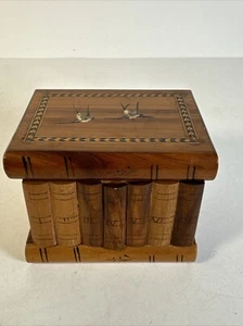 Vintage Sorrento Italian Olive Wood Puzzle Box Hidden Compartments Birds No Key - Picture 1 of 17
