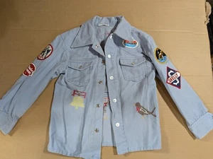 Vintage Handmade Childs Denim Jean Jacket from 1976 Patches and cross-stitch USA - Picture 1 of 9