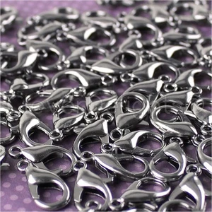 100 Lobster Clasps - Gunmetal Color - 16x8mm - Jewelry Findings Claw Connector - Picture 1 of 4
