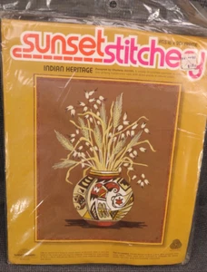 BX Sunset Stitchery Crewel Kit Indian Heritage Southwest Pot Grain Flowers - Picture 1 of 6