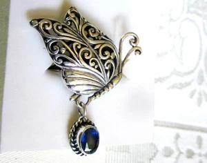 Kyanite Butterfly Ring / size 8 / 925 Sterling Silver / 1 ct, 7.3 grams - Picture 1 of 5