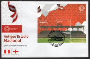 PERU 2021 FDC COVER SOCCER OLD NATIONAL STADIUM SOUVENIR SHEET - Picture 1 of 1