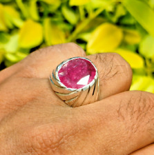 Real Ruby Ring Big Ruby Stone with Sterling Silver 925 Heavy Design Frame Ring