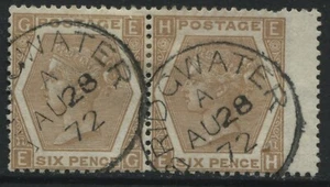 1872 6d chestnut pair Plate 11 lettered EG-EH with 2 nice Bridgewater CDS's (40) - Picture 1 of 1