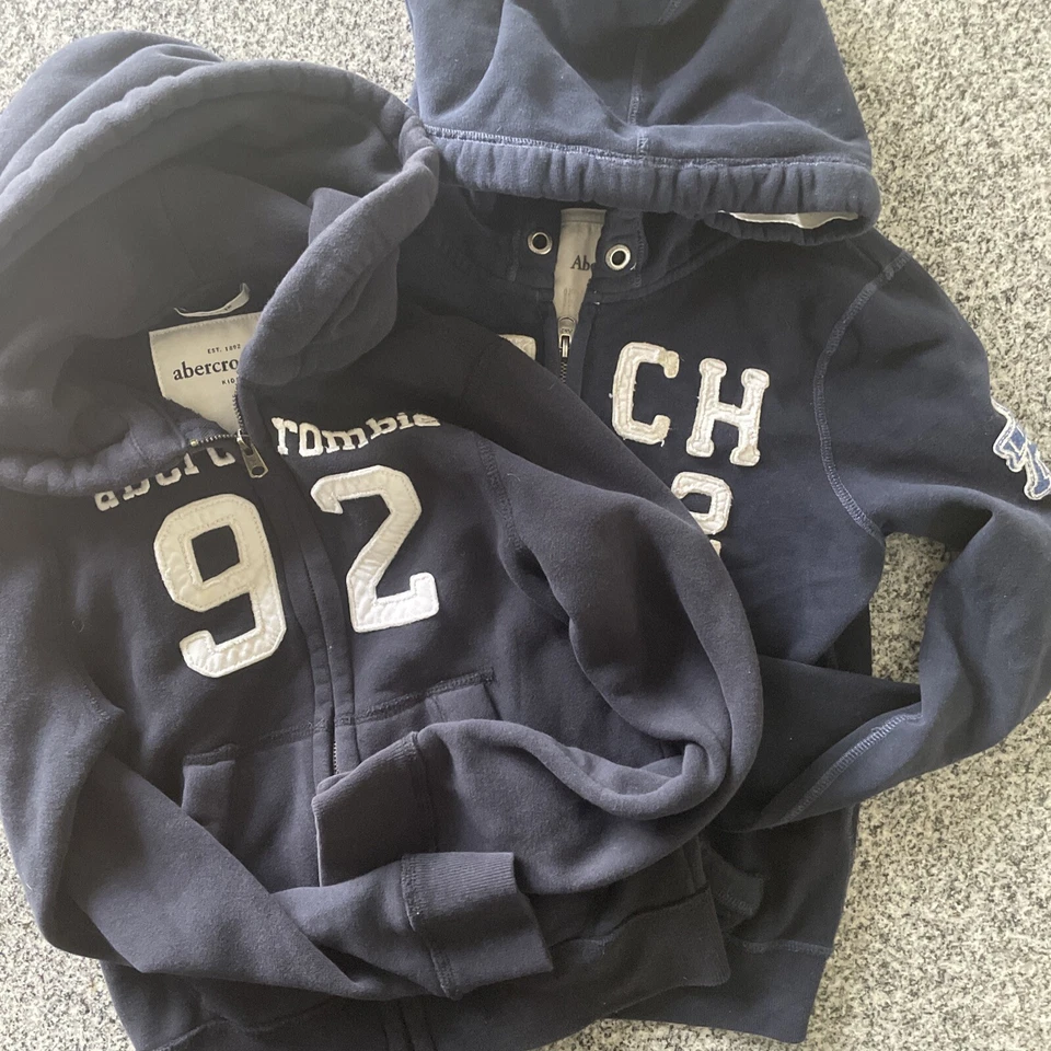Lot Two Kids Med Abercrombie Fitch hoodie Sweatshirt Dark Blue Navy Black jacket - Image 1 of 4