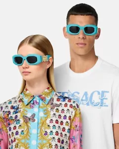 Occhiali da sole VERSACE VE4425U 543987 Medusa Biggie Azure lenti grigio oro autentici - Foto 1 di 7