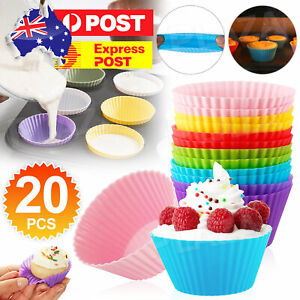 20x Round Cup Cake Silicone Baking Mould Cupcake Case DIY Bake Mold Muffin
