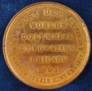 1893 Columbian Exposition HK154 Treasury Dept./US Mint Exhibit AU - Bild 1 von 2
