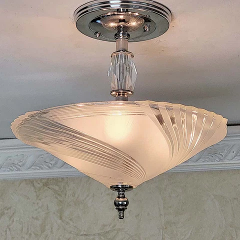 946b Vintage Antique aRT DEco Glass Shade Ceiling Light Fixture lamp Chandelier Cover