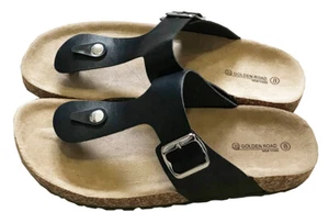 Women Buckle Sandals Shoes Thong Flip Flops Flat T-Strap Beach Slipper Black 9 - Picture 1 of 3