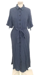 White Stuff Women's Shirt Dress Size 12 Blue & White Cutabout Stripe Belt New F1 - Picture 1 of 12