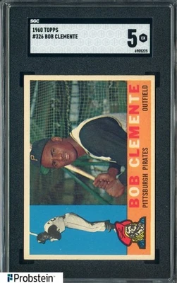 "1960 Topps Béisbol #326 Roberto Clemente Pittsburgh Piratas Salón de la fama SGC 5 EX" Foto 1 de 2