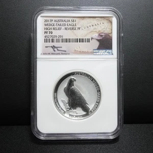 2017P Australia Wedge-Tailed Eagle Silver High Relief Reverse PF NGC PF70 Signed - Picture 1 of 5