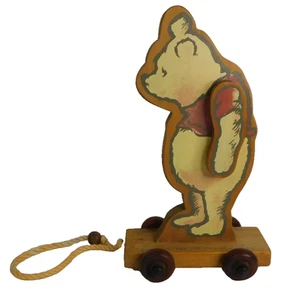 Classic Winnie the Pooh Walt Disney Charpente Wooden Pull Along Toy Vintage - Picture 1 of 6