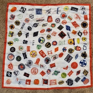 Vintage 1970s Train Railway Scarf Advertising by Charles Products 29x29 Inch - Picture 1 of 4