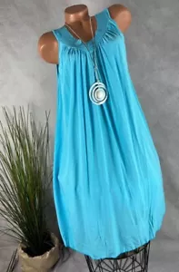 Luftiges Alinie Sommer Strand TUNIKA KLEID Italy TÜRKIS 38 40 42 - Bild 1 von 4
